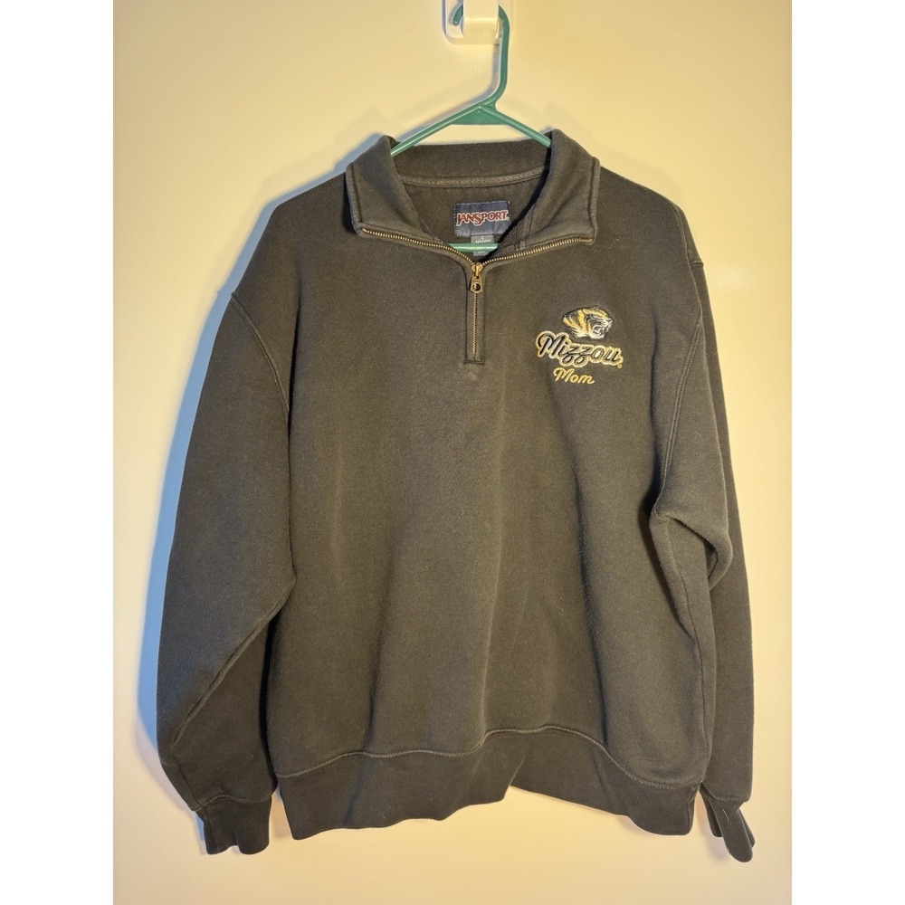 JanSport University Of Missouri Mizzou Mom 1/4 Zip Black Sweatshirt L Large 2012